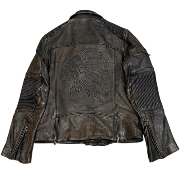 VTG Wilson’s Distressed Leather Biker Jacket Men’s Medium M Brown Moto Classic - Picture 1 of 12